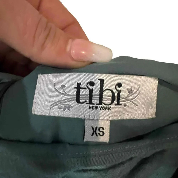 Tibi Green body Con Wrap V-Neck Long Sleeve Draped Womens Dress Size XS - Picture 2 of 7